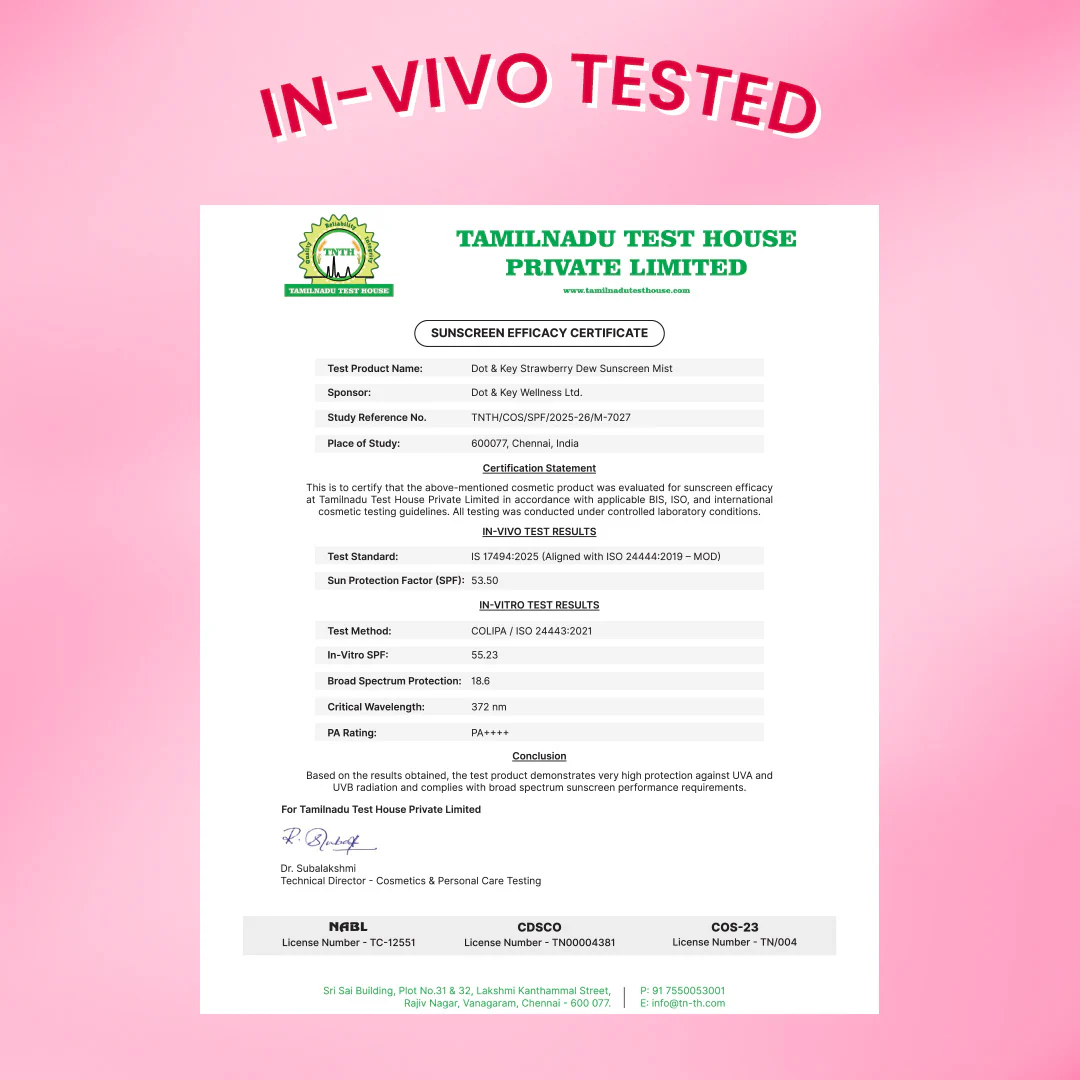 Strawberry Sunscreen Face Mist In-Vivo Tested SPF 50+ PA+++ - Image 2