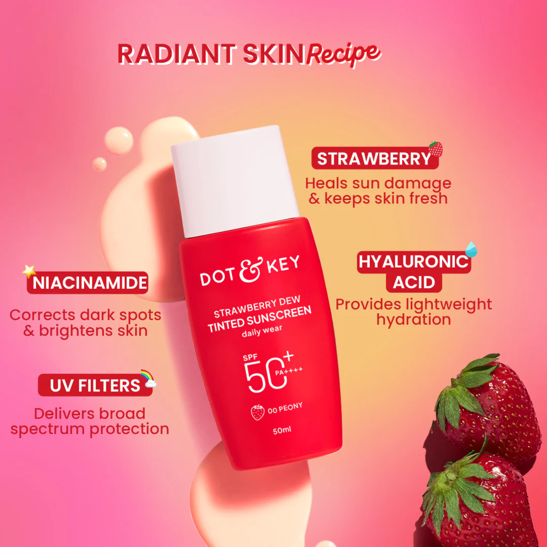Strawberry Dew Tinted Sunscreen, In-Vivo Tested SPF 50+ PA++++ - Image 11