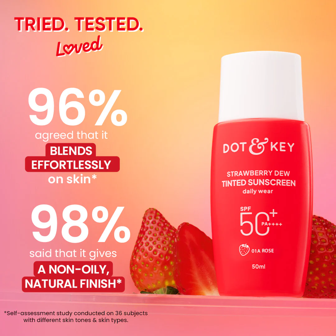Strawberry Dew Tinted Sunscreen, In-Vivo Tested SPF 50+ PA++++ - Image 5